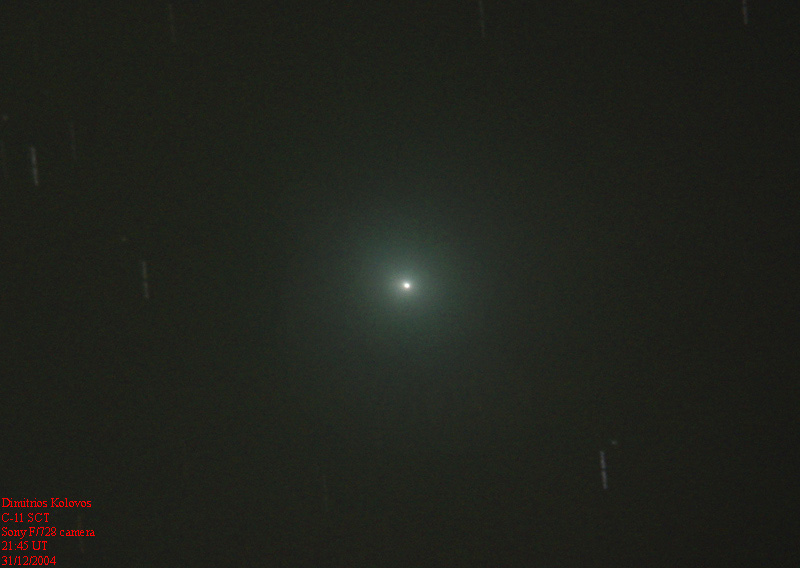Εικόνα του κομήτη Q2 (Machholtz) στις 31 Δεκεμβρίου 2004, από τον Δημήτρη Κολοβό.